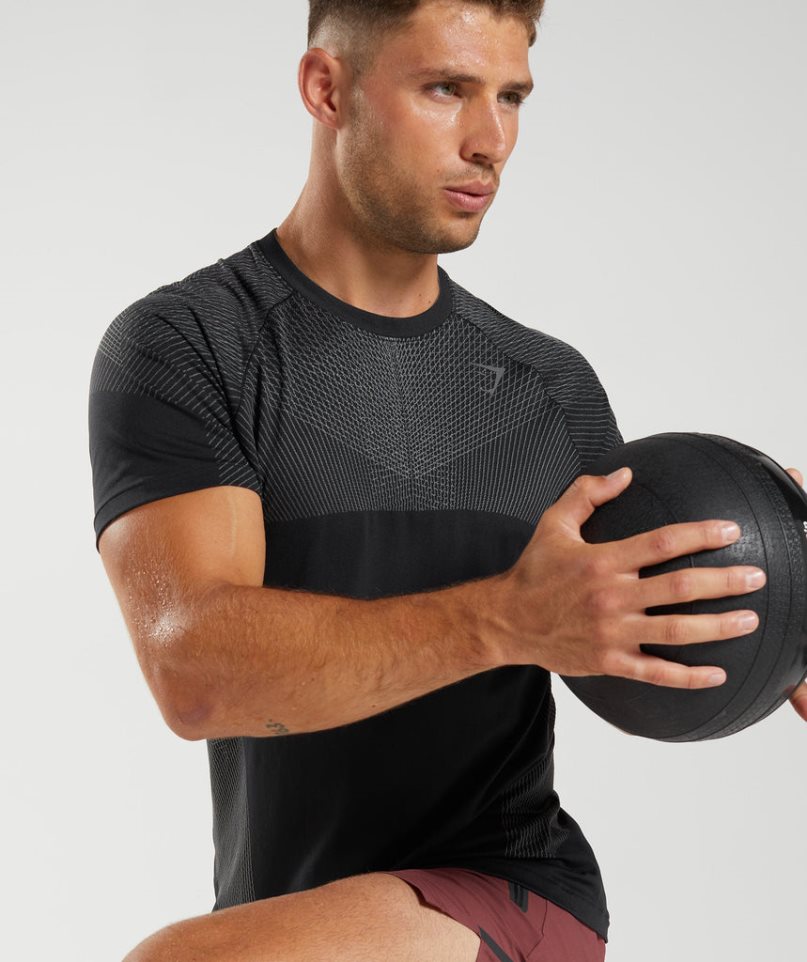 Men's Gymshark Apex Seamless T-Shirts Black | NZ 5XQIUD